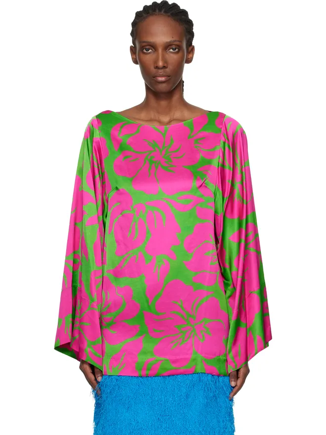 Dries Van Noten Dries Van Noten サテン フローラル プリントブラウスの商品画像