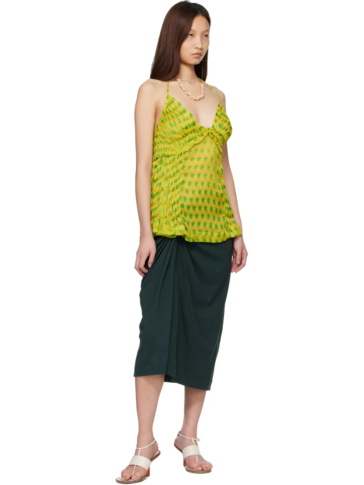 Dries Van Noten Optical Polka Dot シルク ホルタートップ - 画像4