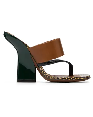 Dries Van Noten レザー ヒールサンダル - サムネイル1