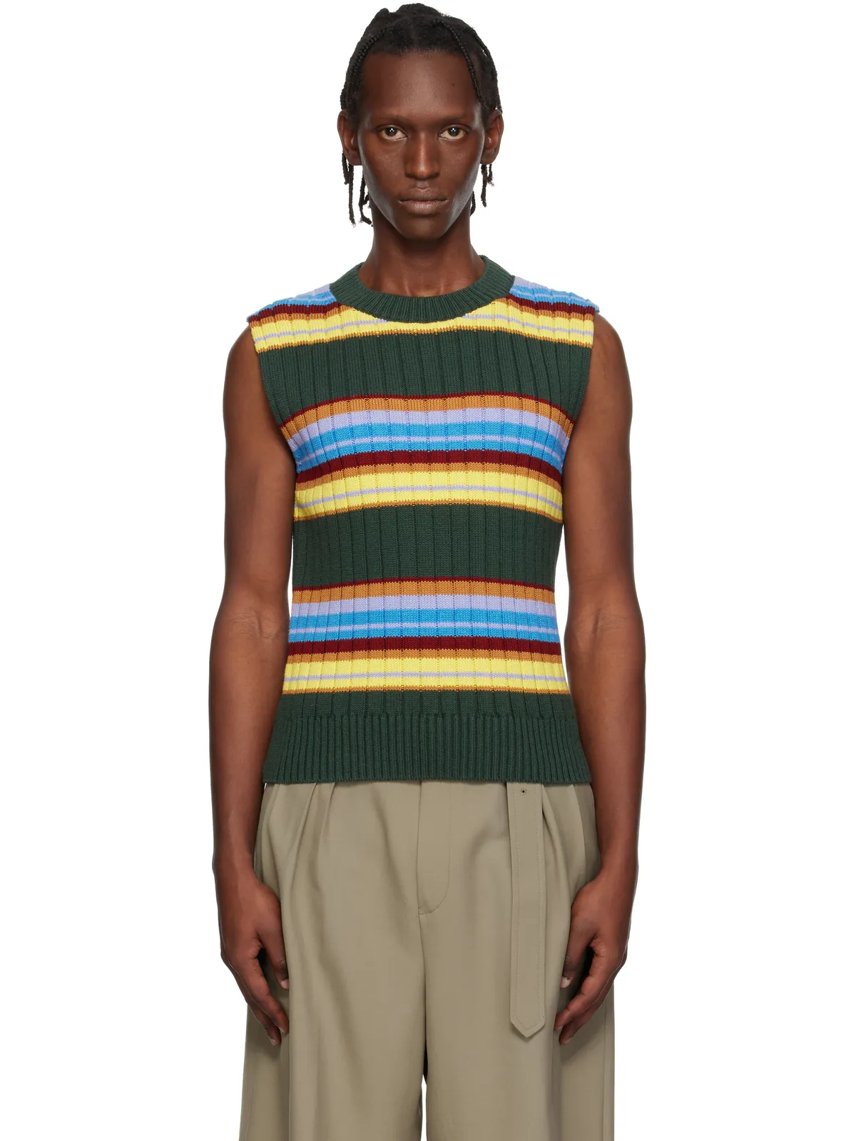 Dries Van Noten ボーダー ノースリーブ セーター - 画像1