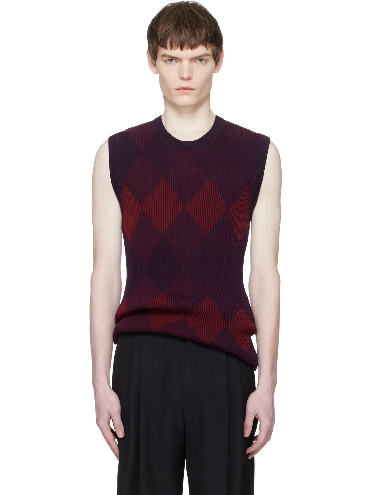 Dries Van Noten アーガイル ニットベスト - 画像1