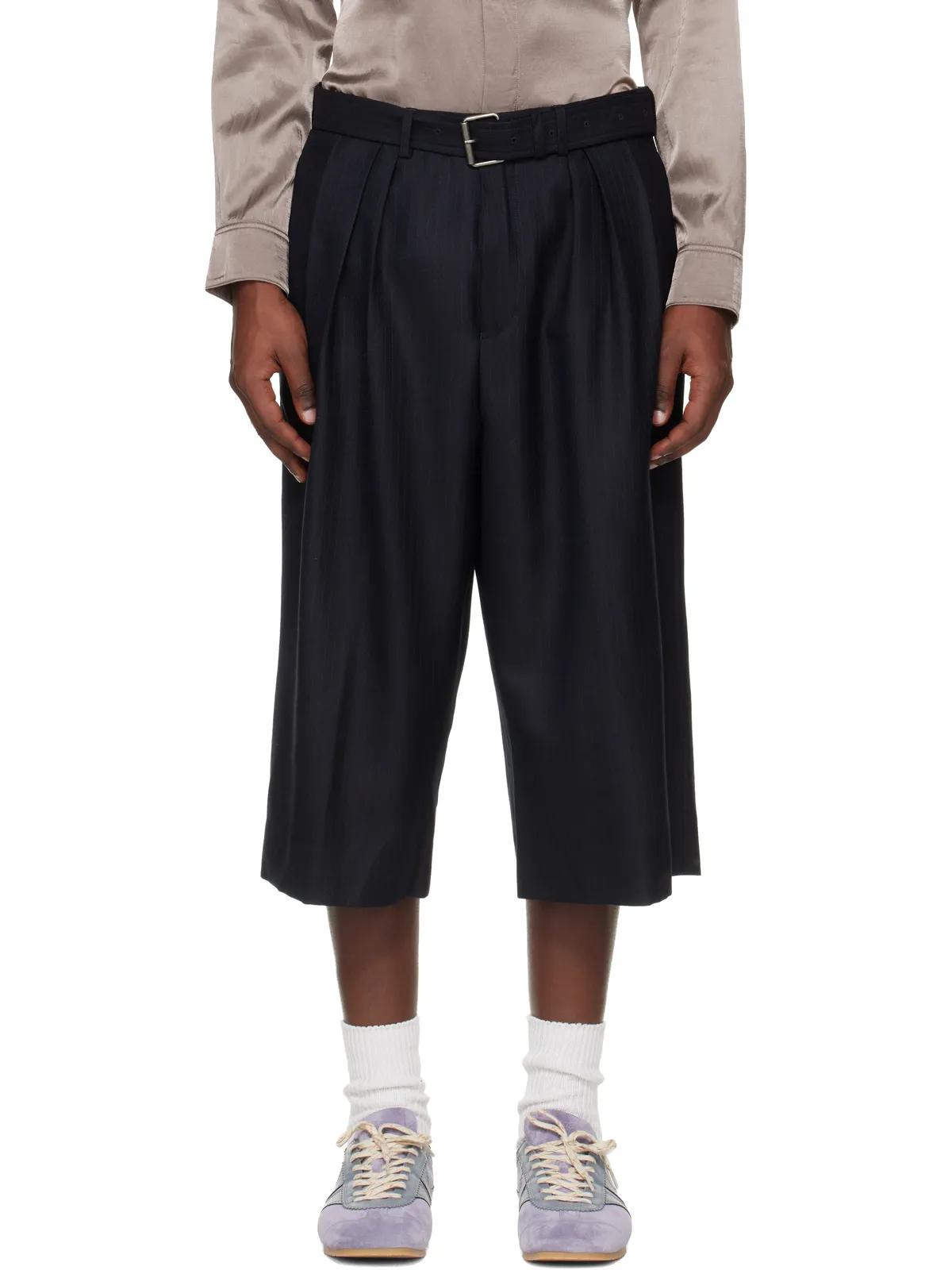 Dries Van Noten Belted Light Wool ショートパンツ - 画像1
