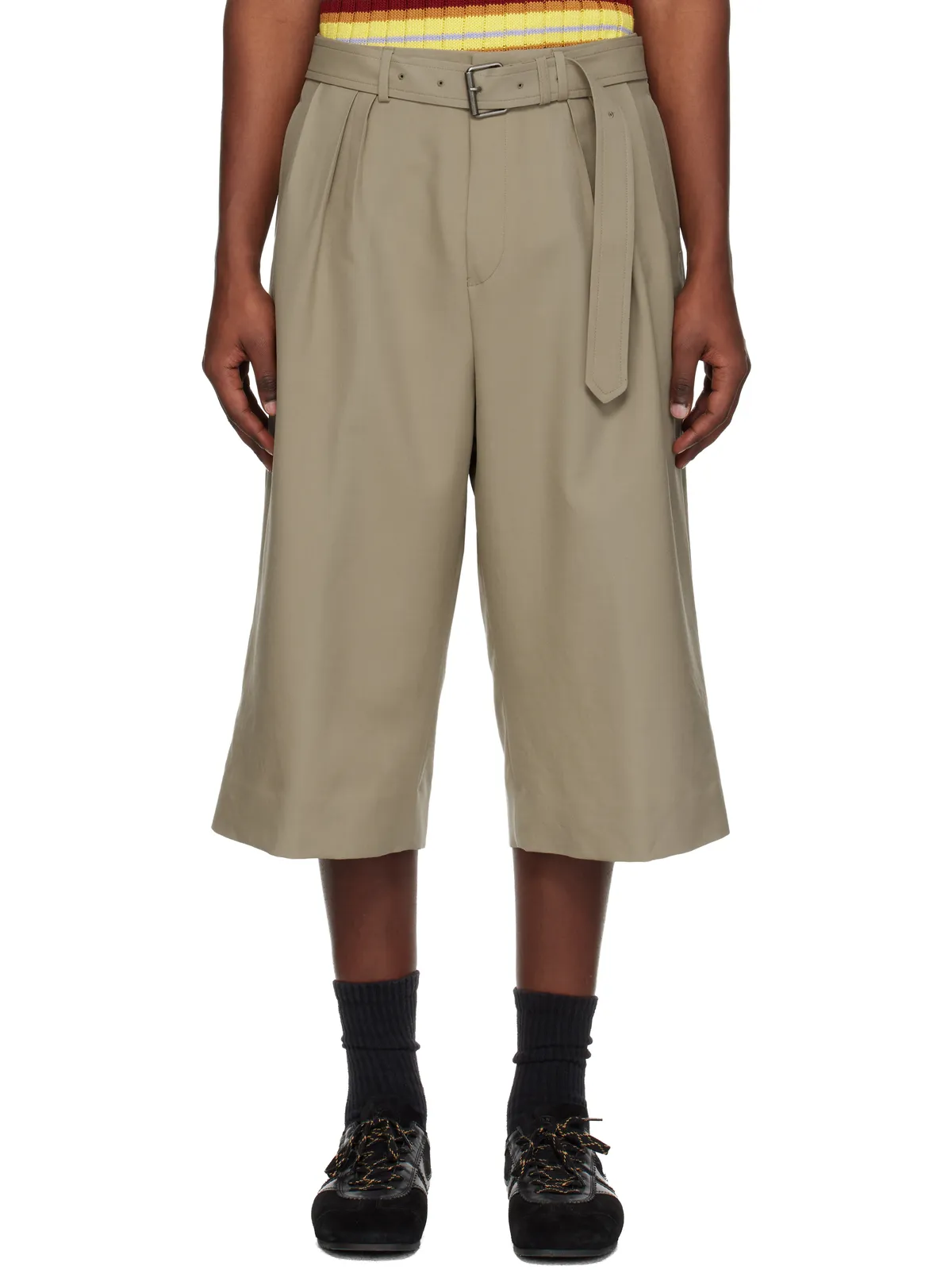 Dries Van Noten ベルト ウール モヘア ショートパンツ - 画像1