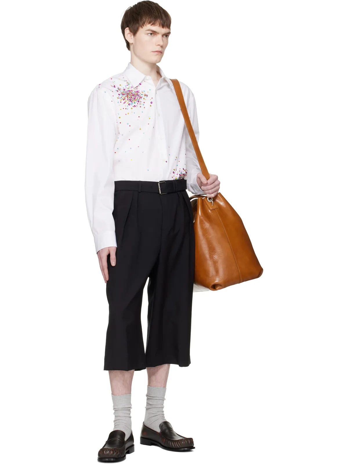 Dries Van Noten ウール モヘア ショートパンツ - 画像4