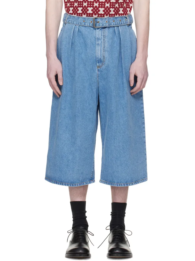 Dries Van Noten Dries Van Noten タック デニムショートパンツの商品画像