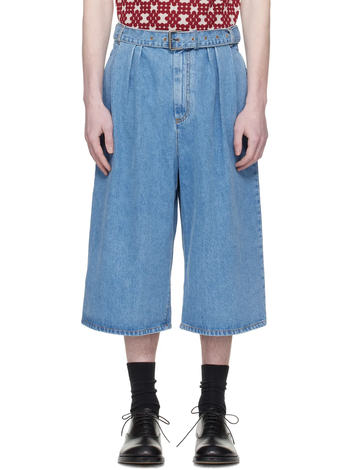 Dries Van Noten タック デニムショートパンツ - 画像1