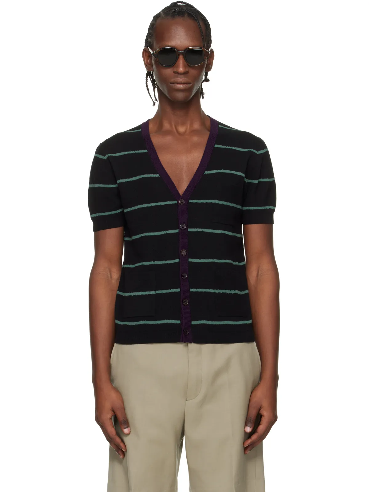 Dries Van Noten ボーダー カーディガン - 画像1