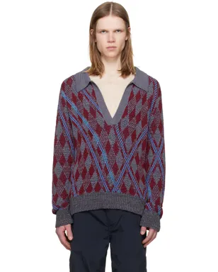 Dries Van Noten Argyle ニットポロシャツ - サムネイル1