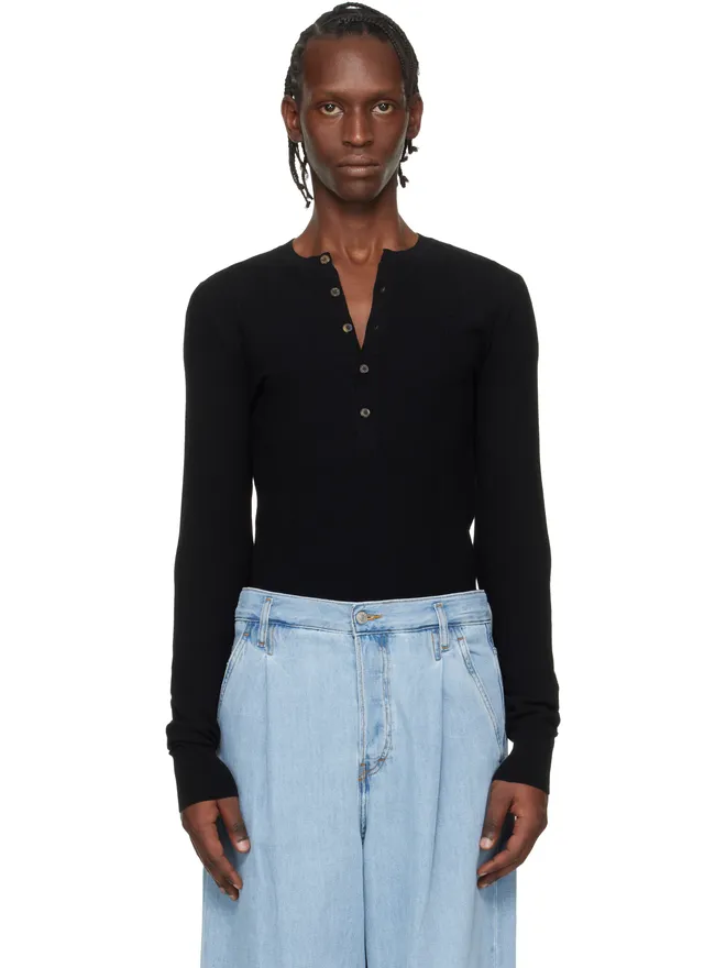 Dries Van Noten Dries Van Noten リブ ヘンリーネック トップスの商品画像