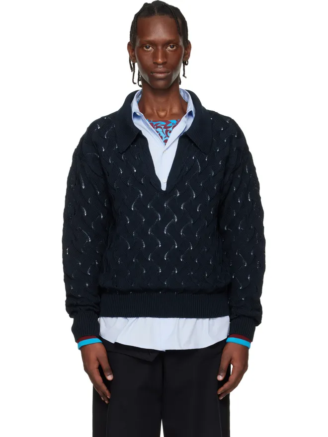 Dries Van Noten Dries Van Noten Lace Stitch Polo セーターの商品画像