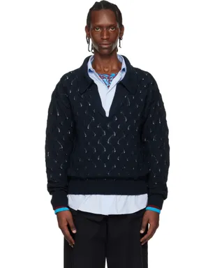 Dries Van Noten Lace Stitch Polo セーター - サムネイル1