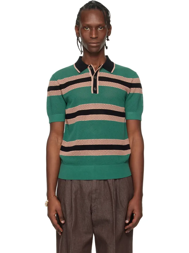 Dries Van Noten Dries Van Noten ボーダー ニットポロシャツの商品画像