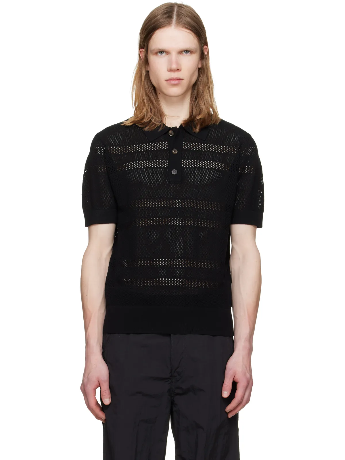 Dries Van Noten メッシュ ニットポロシャツ - 画像1