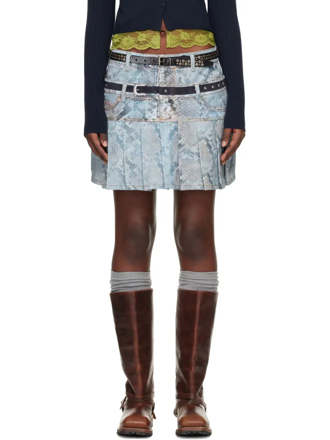 Andersson Bell Andersson Bell Python Fade Printed デニム ミニスカートの商品画像