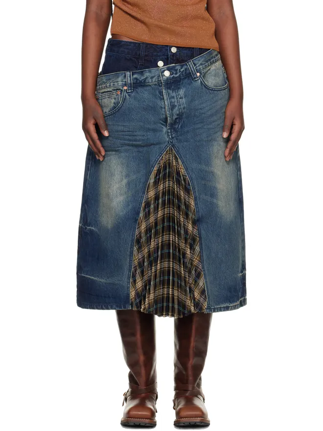 Andersson Bell Andersson Bell Pleats Combo Flipped デニム ミディアムスカートの商品画像