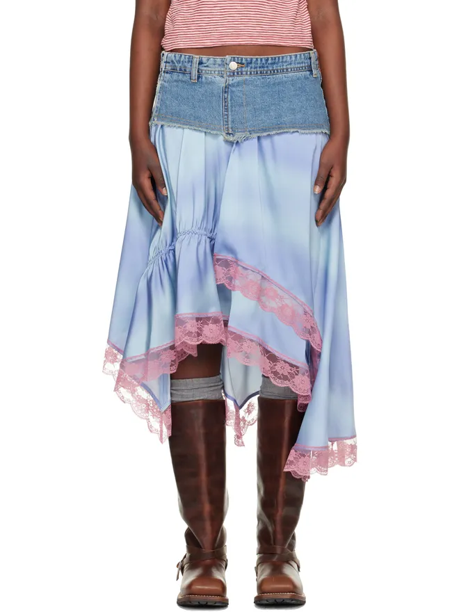 Andersson Bell Andersson Bell Denim Combination Lace Hem ミディアムスカートの商品画像