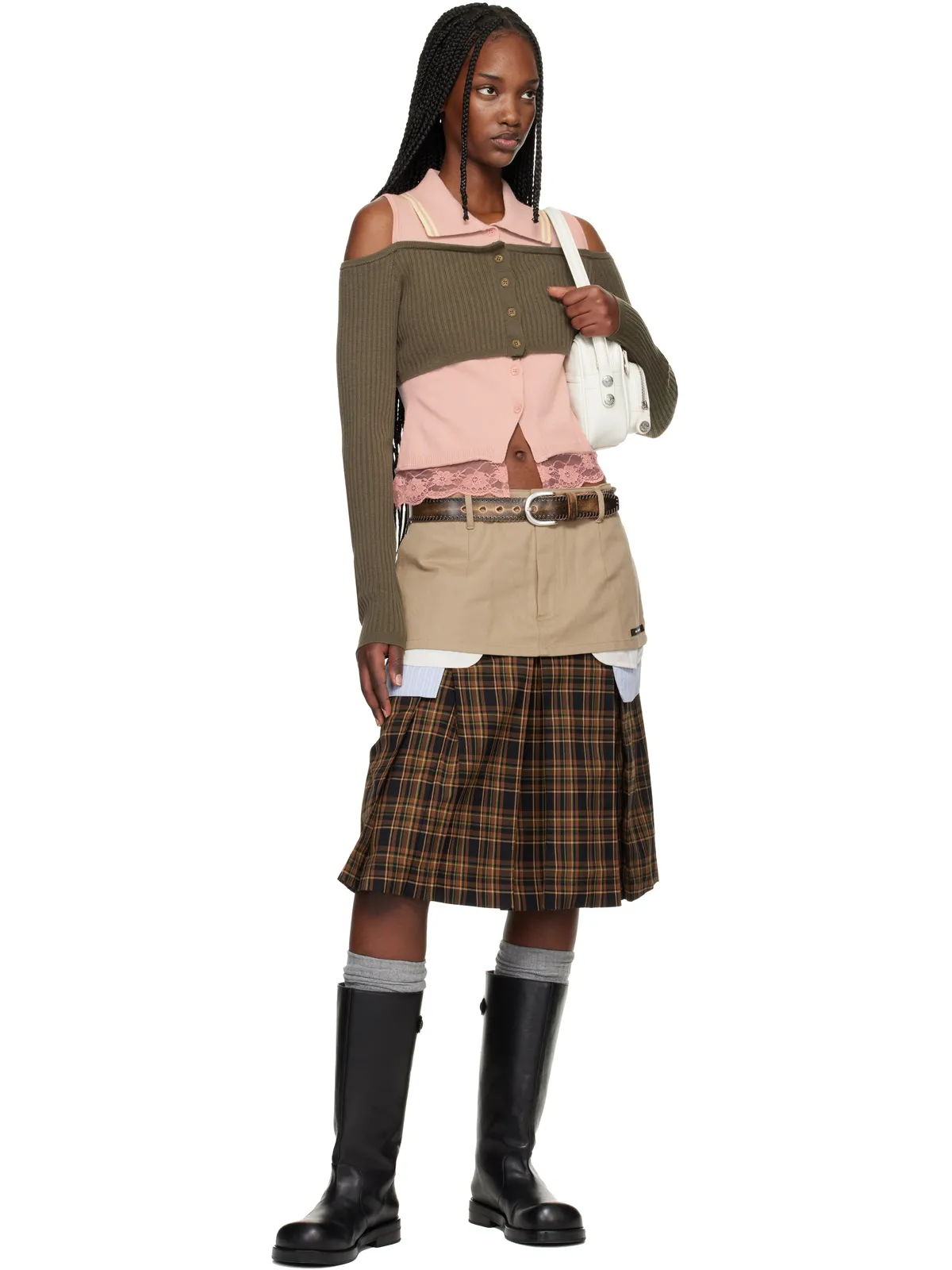 Andersson Bell レイヤード オフショルダー カラー カーディガン - 画像4