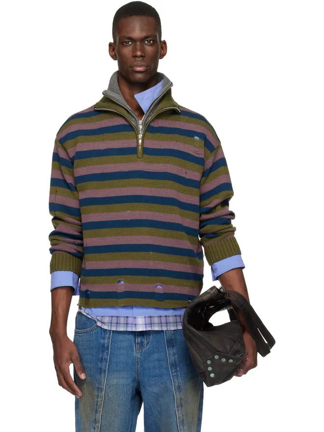 Andersson Bell Andersson Bell Double Layered ボーダー ハーフジップ セーターの商品画像
