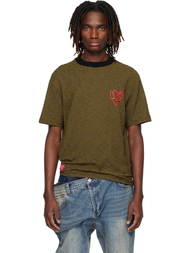 Andersson Bell Andersson Bell Essential Heart Logo Stripe Tシャツの商品画像