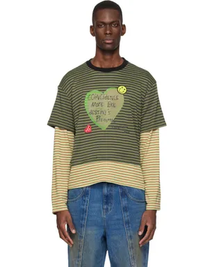 Andersson Bell Essential Heart Message Stripe Layered LS Tシャツ - サムネイル1
