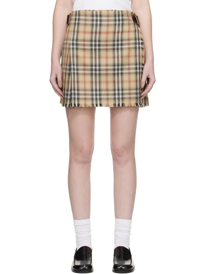 Burberry Burberry Mini Kilt チェック ウール ミニスカートの商品画像