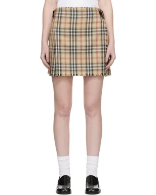 Burberry Mini Kilt チェック ウール ミニスカート - サムネイル1