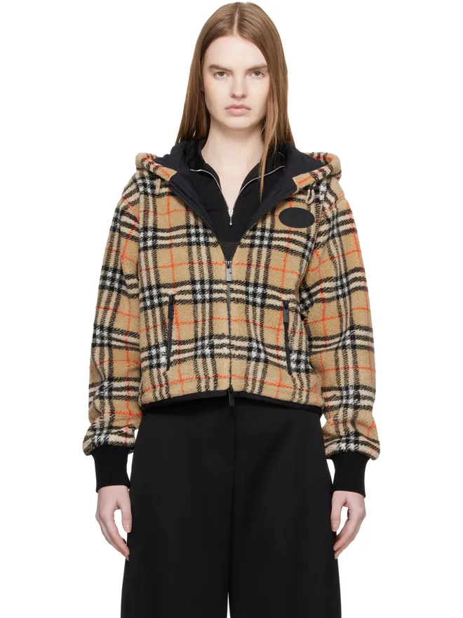 Burberry Burberry クロップド チェック フリース フード付きジャケットの商品画像