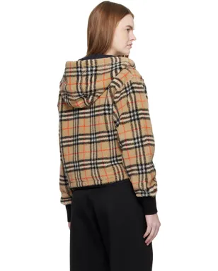 Burberry クロップド チェック フリース フード付きジャケット - サムネイル3