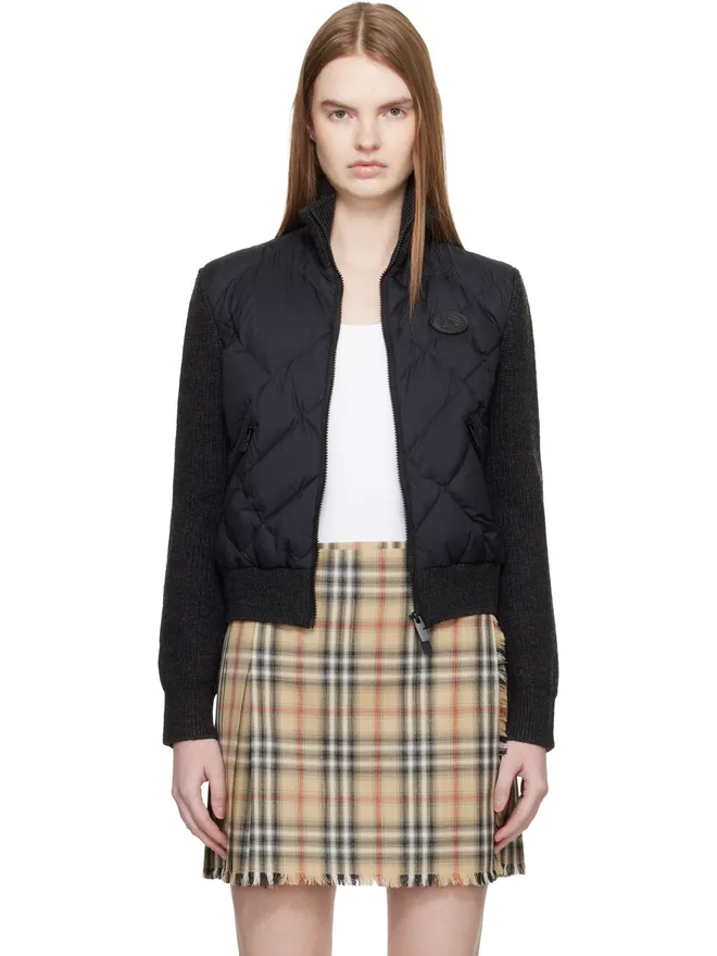 Burberry Burberry Check-Stitch ナイロン＆ウール ボンバージャケットの商品画像