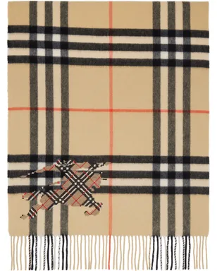 Burberry EKD ワイド クロスステッチ チェック カシミヤ マフラー - サムネイル1