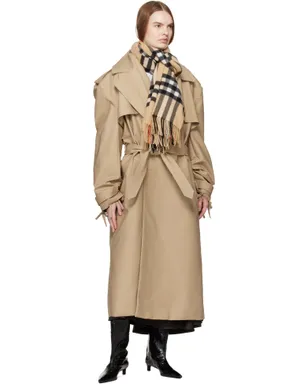 Burberry EKD ワイド クロスステッチ チェック カシミヤ マフラー - サムネイル2