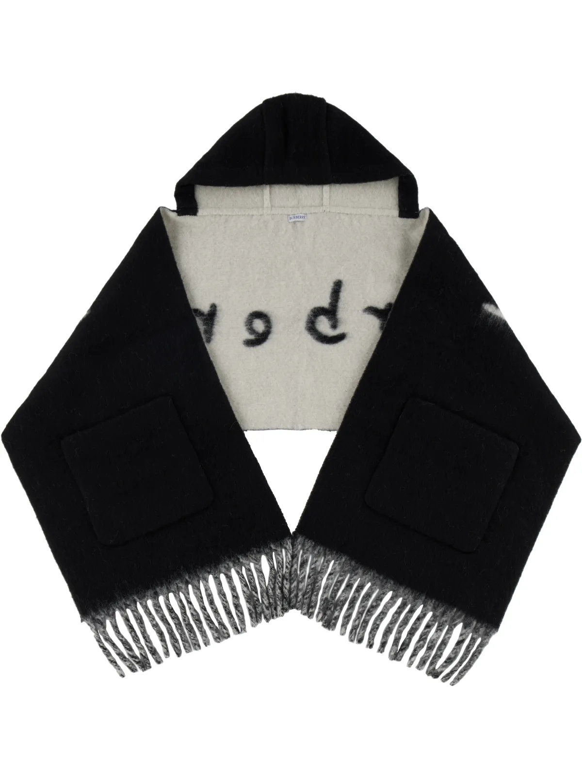 Burberry ロゴ アルパカウール ブレンド フード マフラー - 画像1