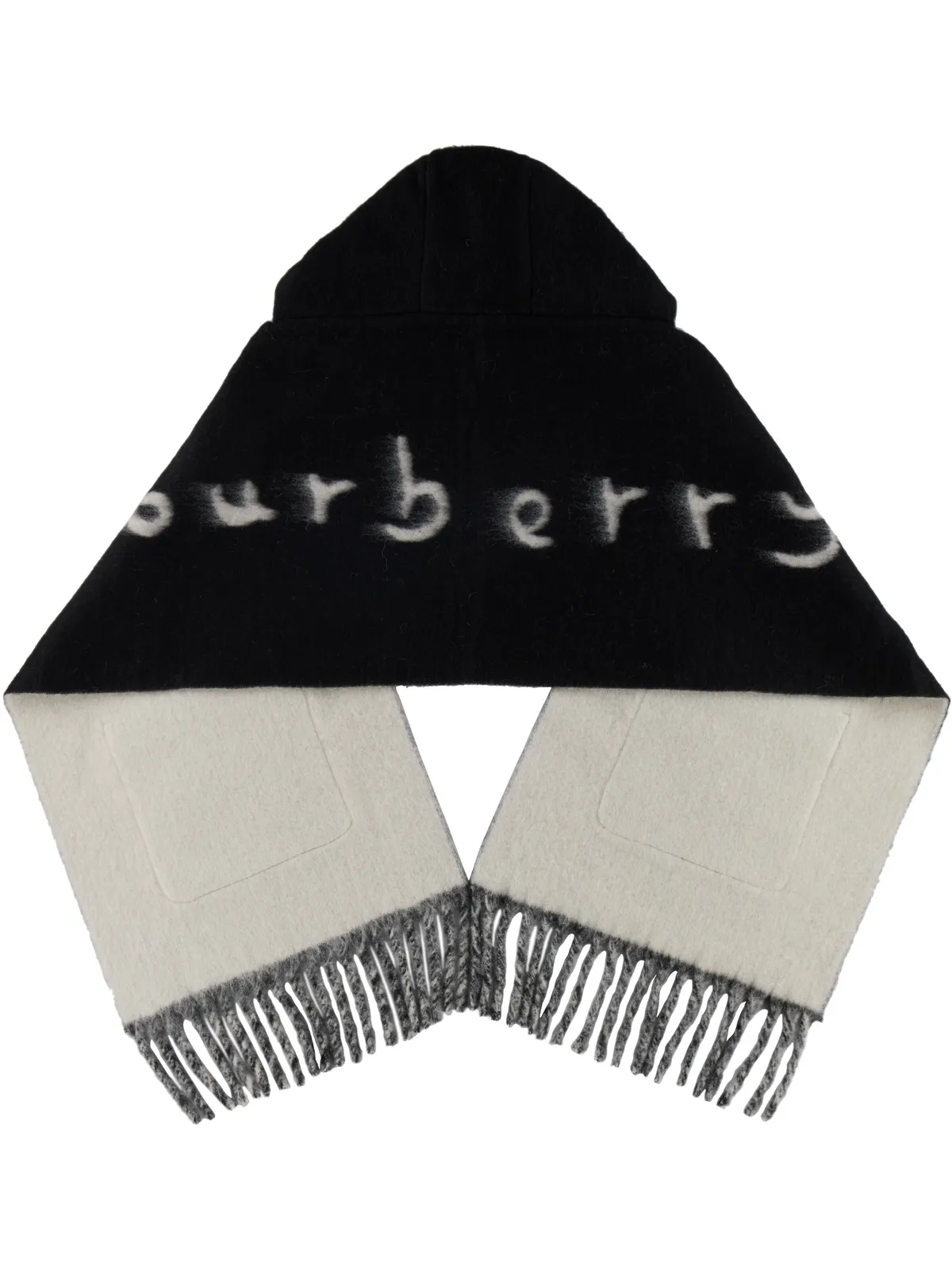 Burberry ロゴ アルパカウール ブレンド フード マフラー - 画像2