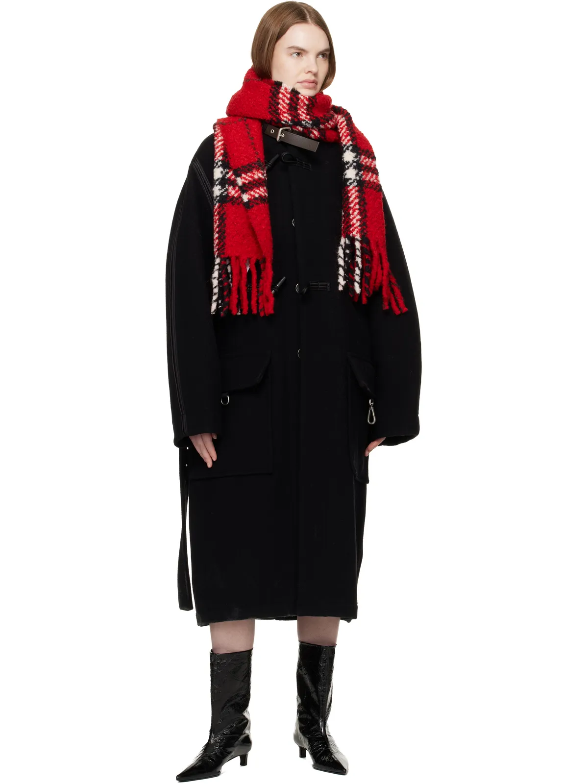 Burberry チェック アルパカウール ブレンド ブークレ マフラー - 画像2