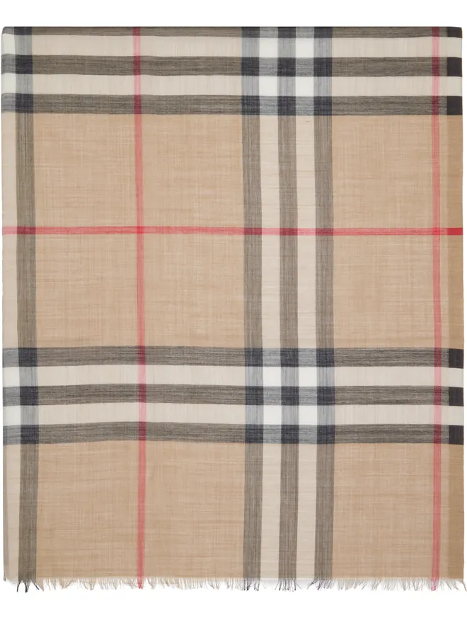 Burberry Burberry Wide Check ウール シルク マフラーの商品画像