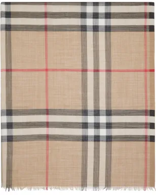 Burberry Wide Check ウール シルク マフラー - サムネイル1
