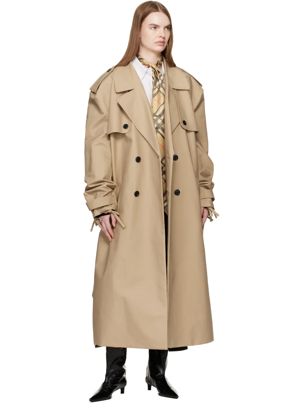 Burberry Skinny Watercolour チェック シルク スカーフタイ - 画像2