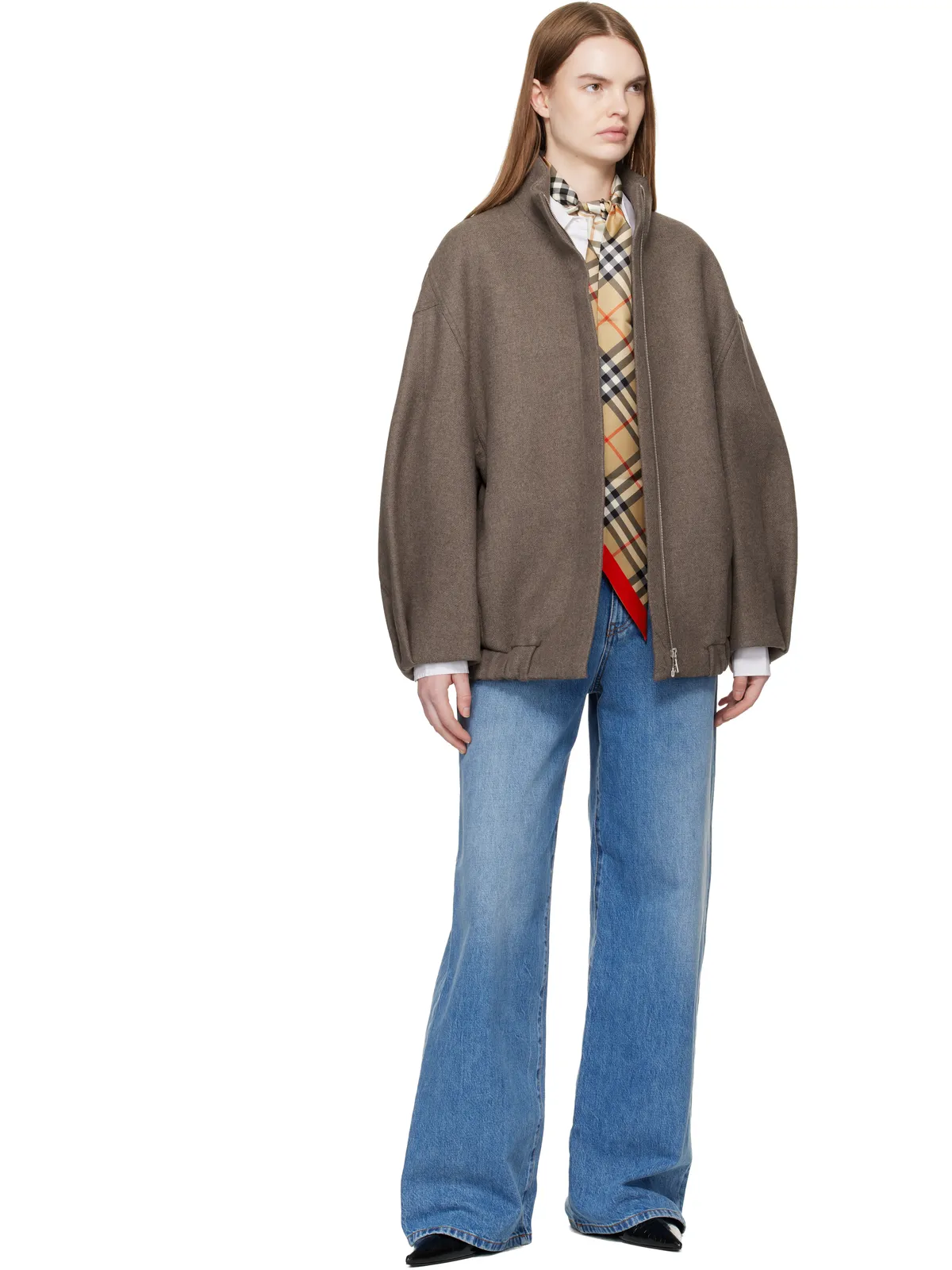 Burberry Skinny Contrast チェック シルク スカーフタイ - 画像2