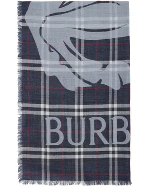 Burberry Wide EKD チェック ウール シルク ストール - サムネイル1