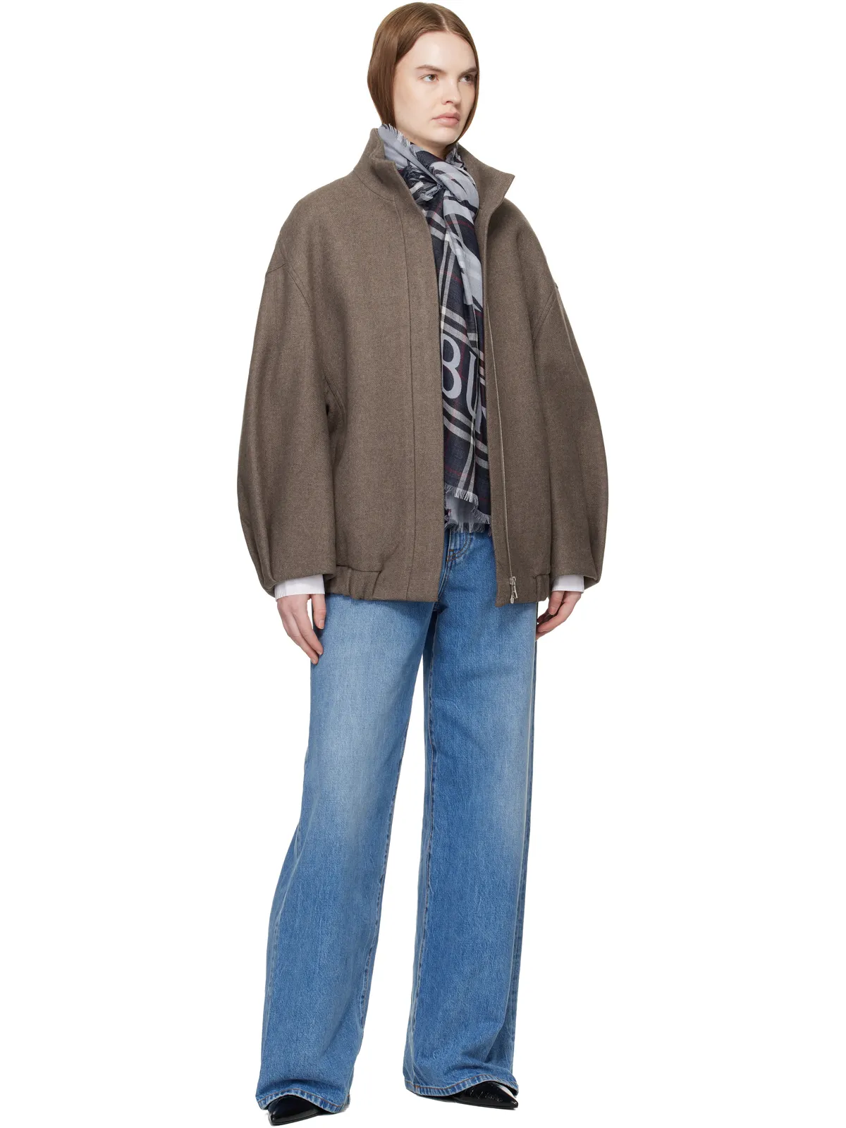 Burberry Wide EKD チェック ウール シルク ストール - 画像3