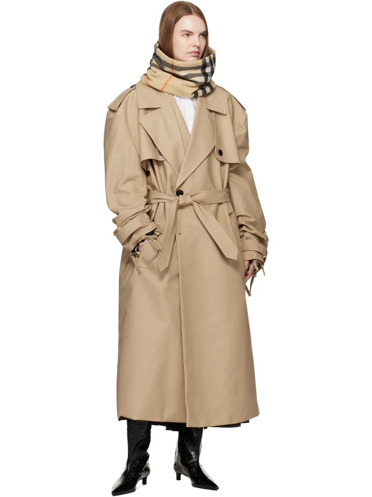 Burberry カシミヤ チェック スヌード - 画像3