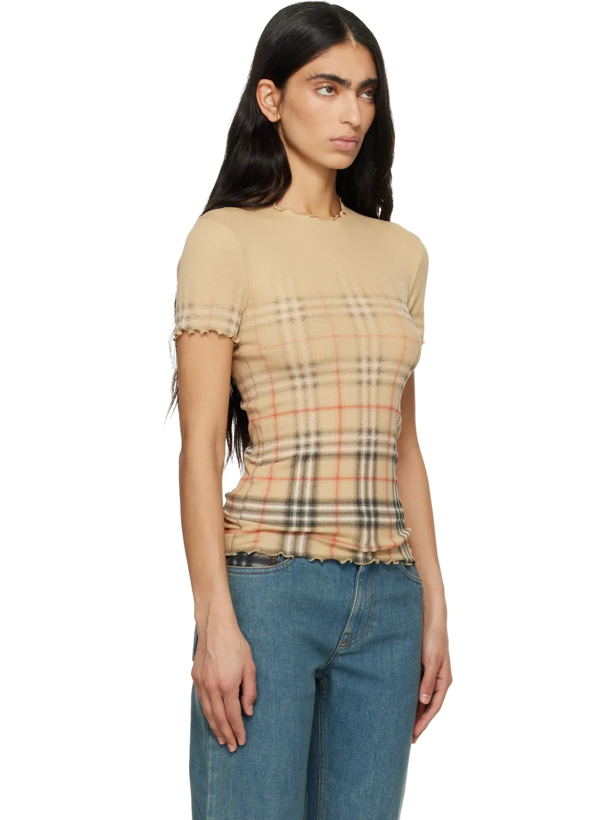 Burberry Gradient Check ストレッチ コットン Tシャツ - 画像2