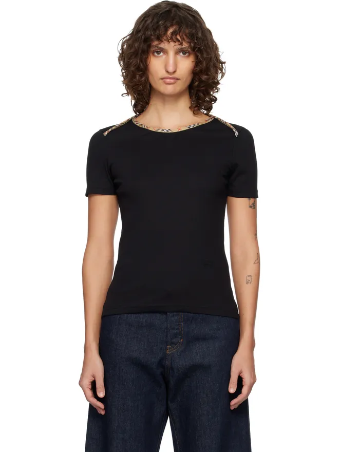 Burberry Burberry チェックトリム ストレッチ コットン Tシャツの商品画像