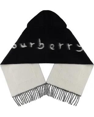 Burberry ロゴ アルパカウール ブレンド フード マフラー - サムネイル2