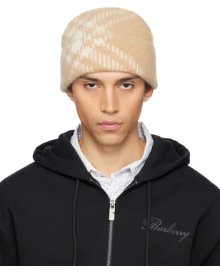 Burberry チェック モヘア ウールブレンド ビーニー - サムネイル1