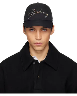 Burberry Check Cursive Logo Gabardine ベースボールキャップ - サムネイル1