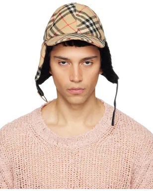 Burberry チェック ウール トラッパ― ハット - サムネイル1