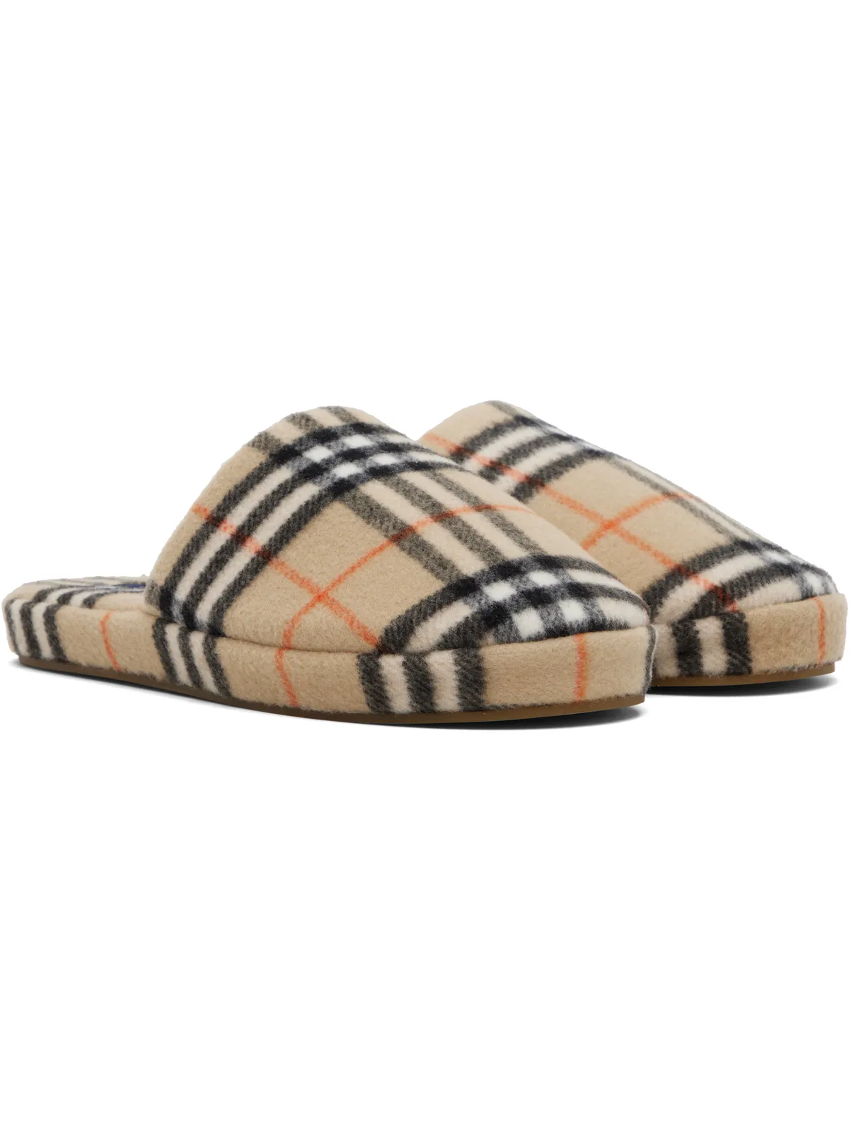 Burberry チェック ウールブレンド スリッパ - 画像4