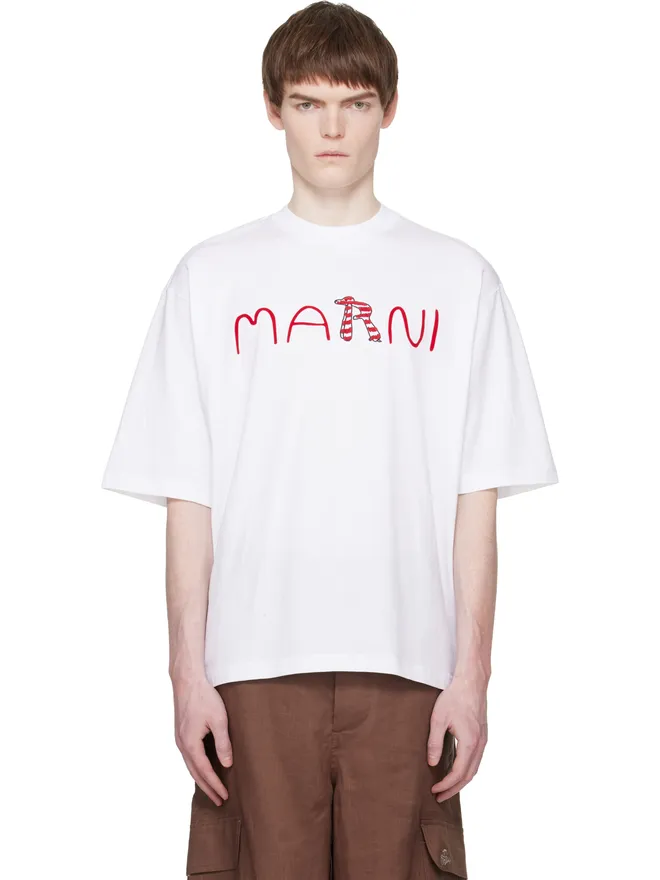 Marni Marni Flocked 'Marni Animal Alphabet Logo' Tシャツの商品画像