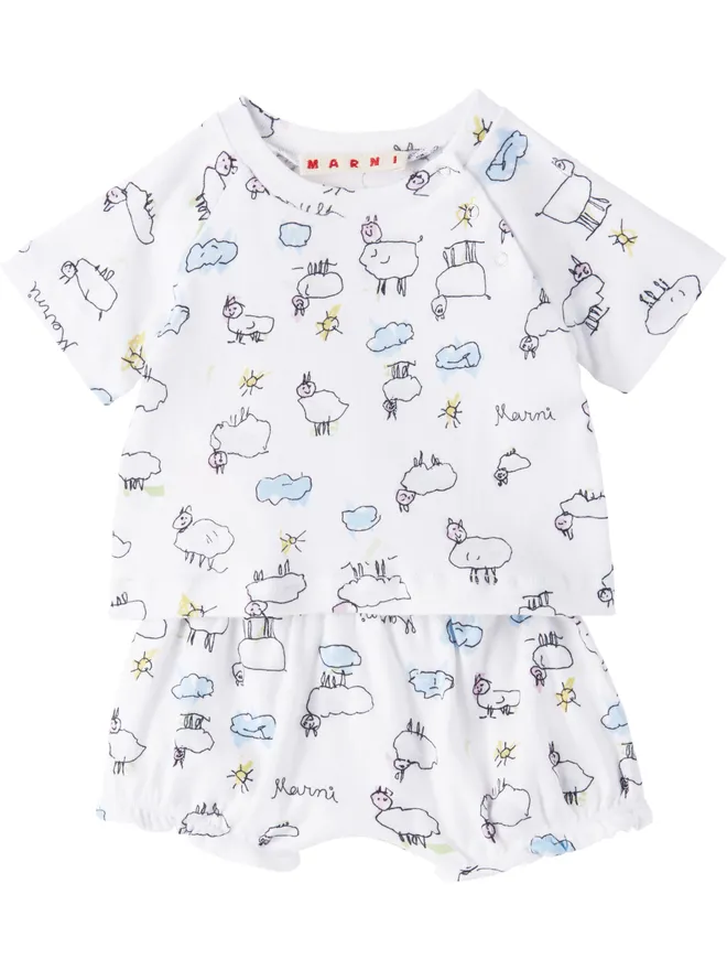 Marni Marni ベビー｜ グラフィック Tシャツ＆ブルマ セットの商品画像